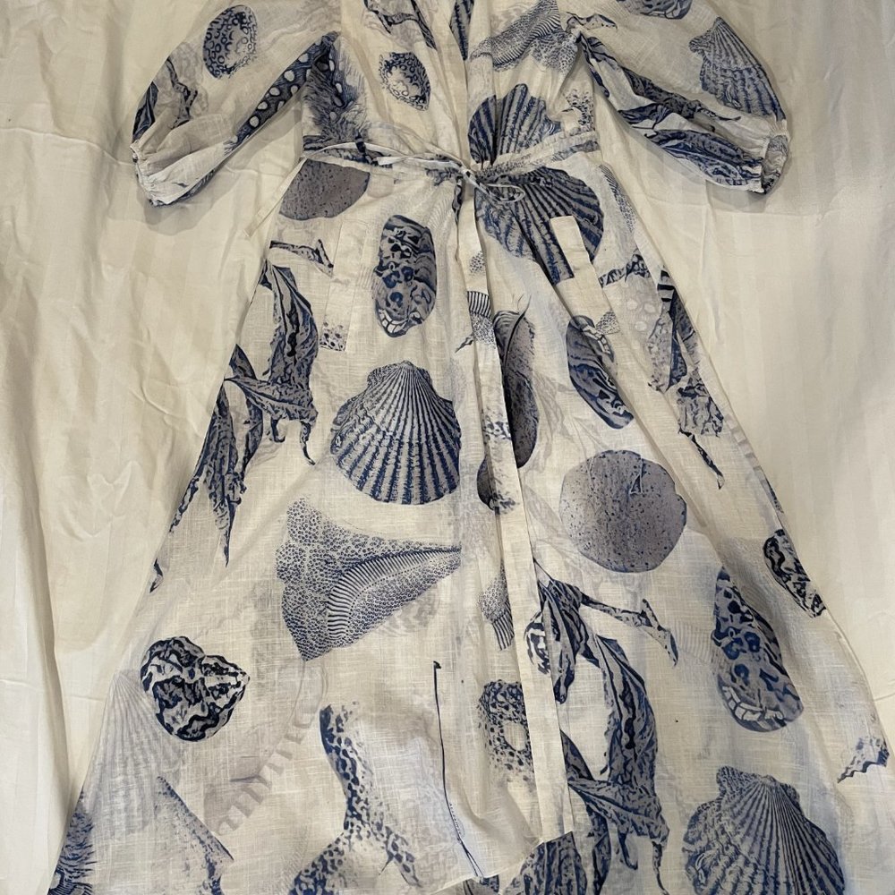 All Saints Cotton Dalia Oceano Dress. UK 8/US 4. Color-Blue/White